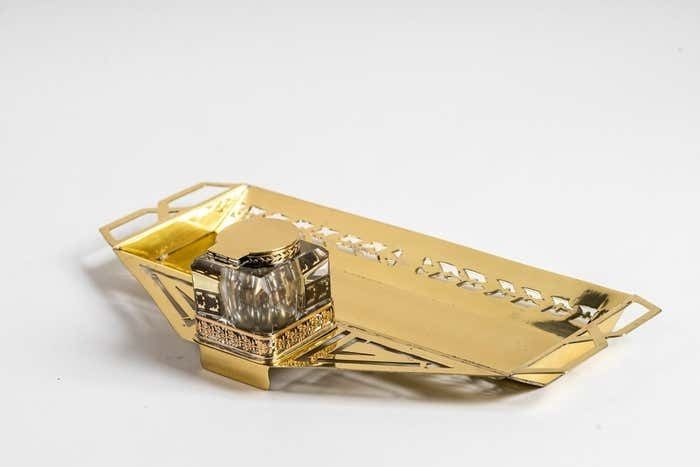 photo vinterior Art Deco Inkwell With Original Inkwell Glass, Vienna, Around 1920s