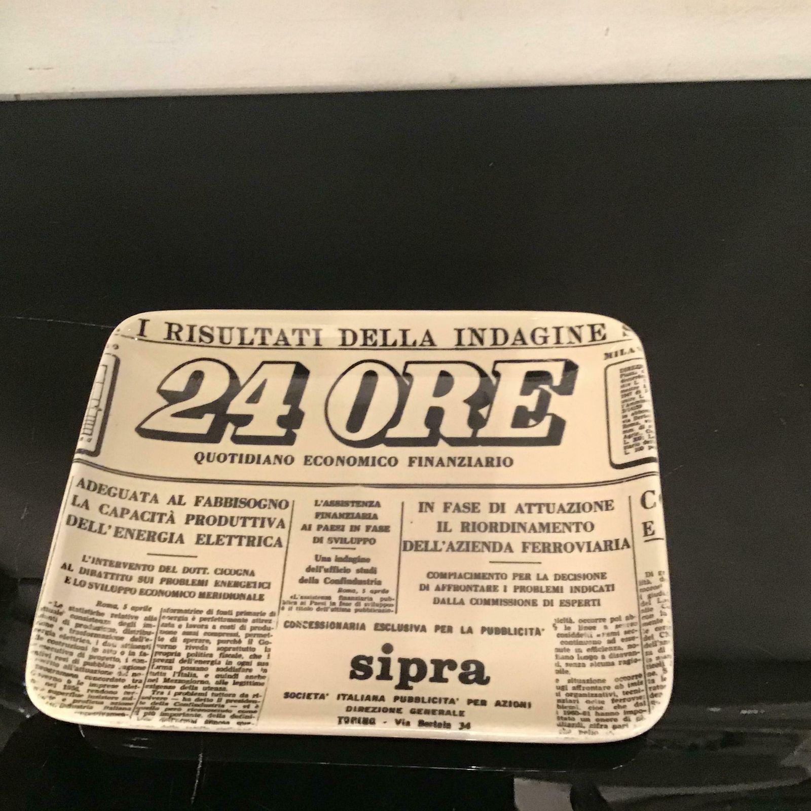 Piero Fornasetti Ashtrays " 24 Hour Newspaper "Ceramic 1950s Italy photo buy