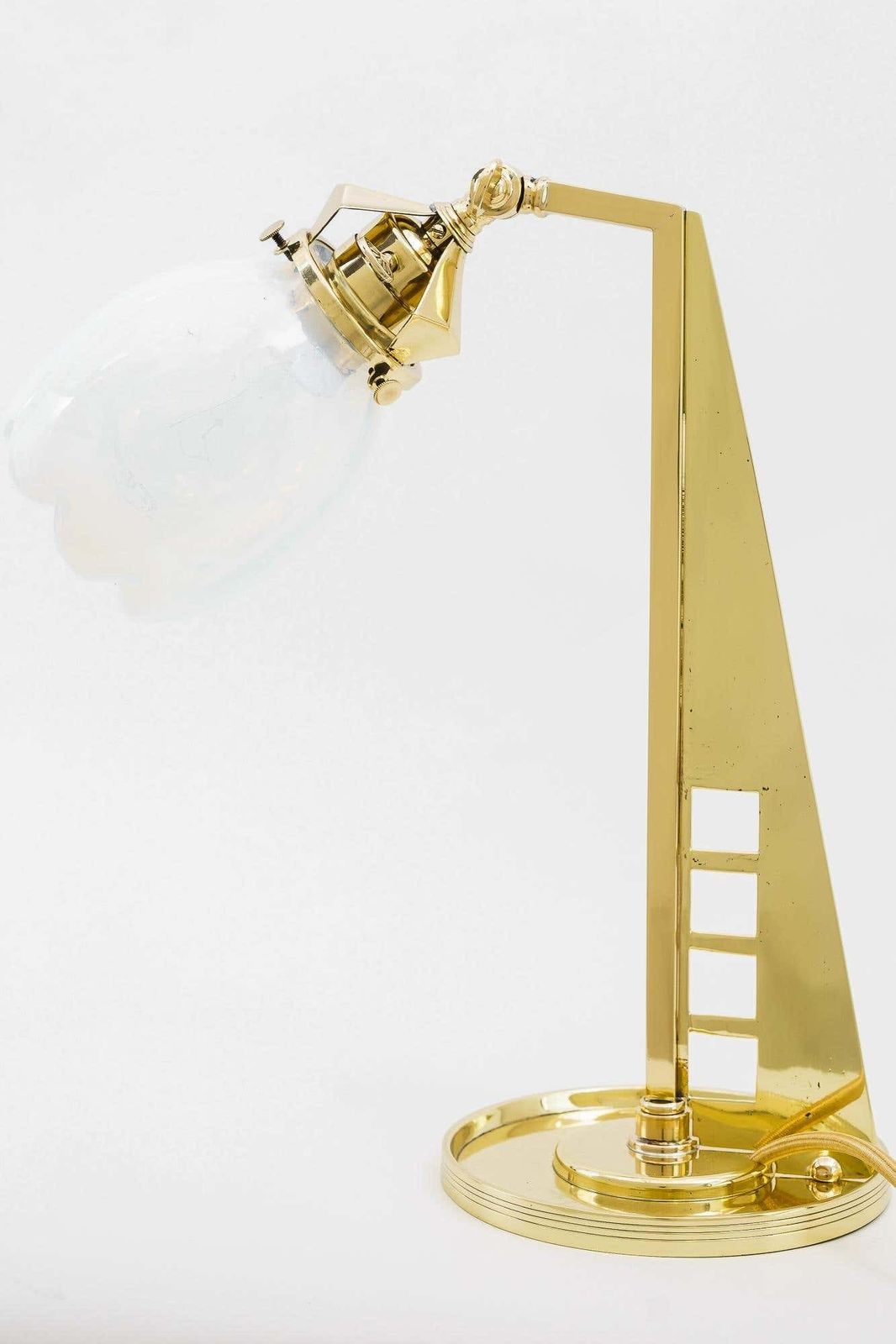 Rare Jugendstil Table Lamp With Original Opaline Glass Shade Vienna Around 1910 photo for sale
