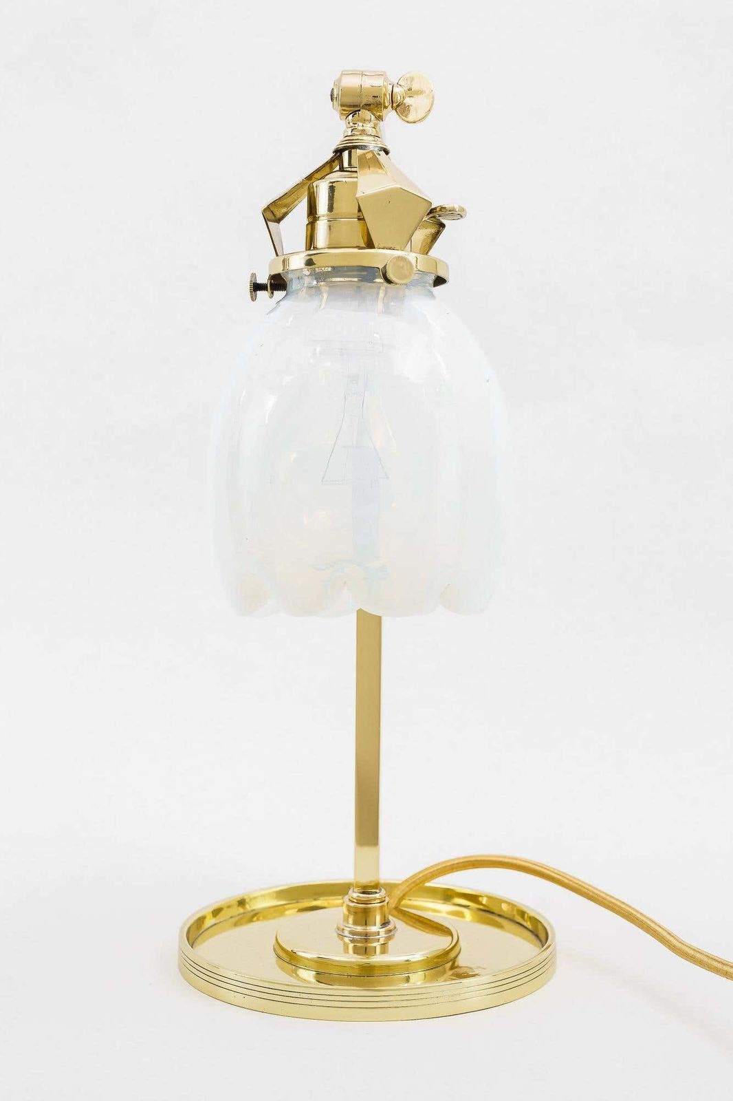 Rare Jugendstil Table Lamp With Original Opaline Glass Shade Vienna Around 1910 photo Lighting