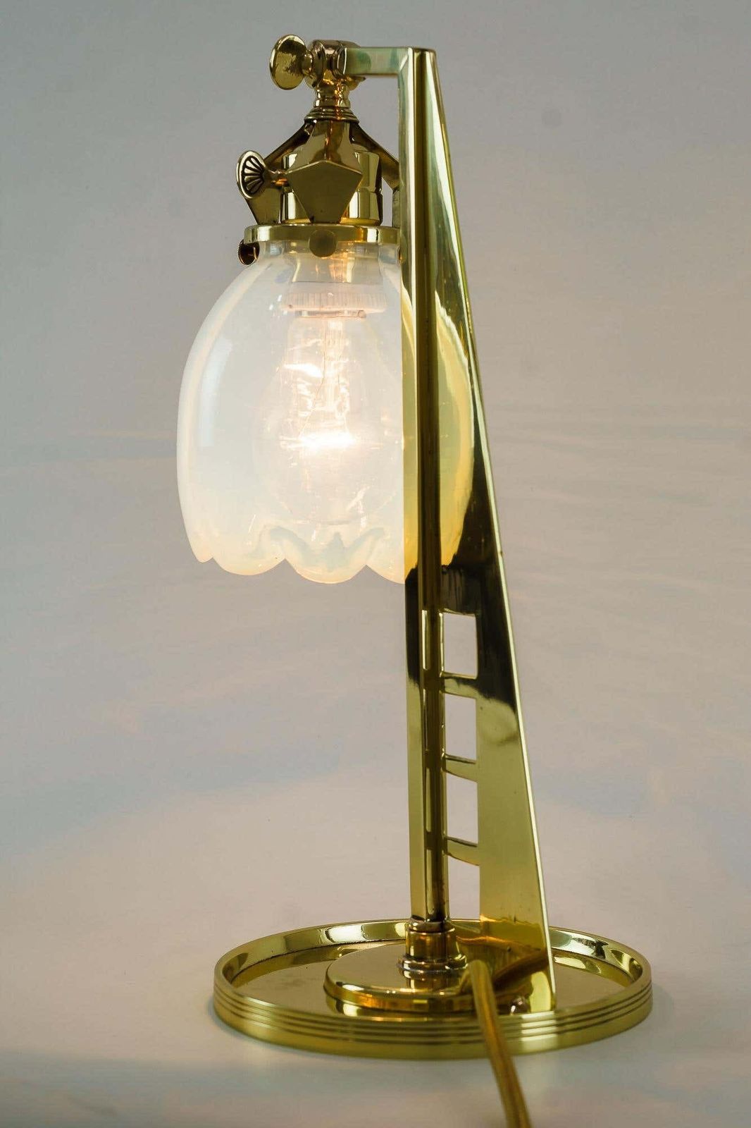Rare Jugendstil Table Lamp With Original Opaline Glass Shade Vienna Around 1910 photo vinterior