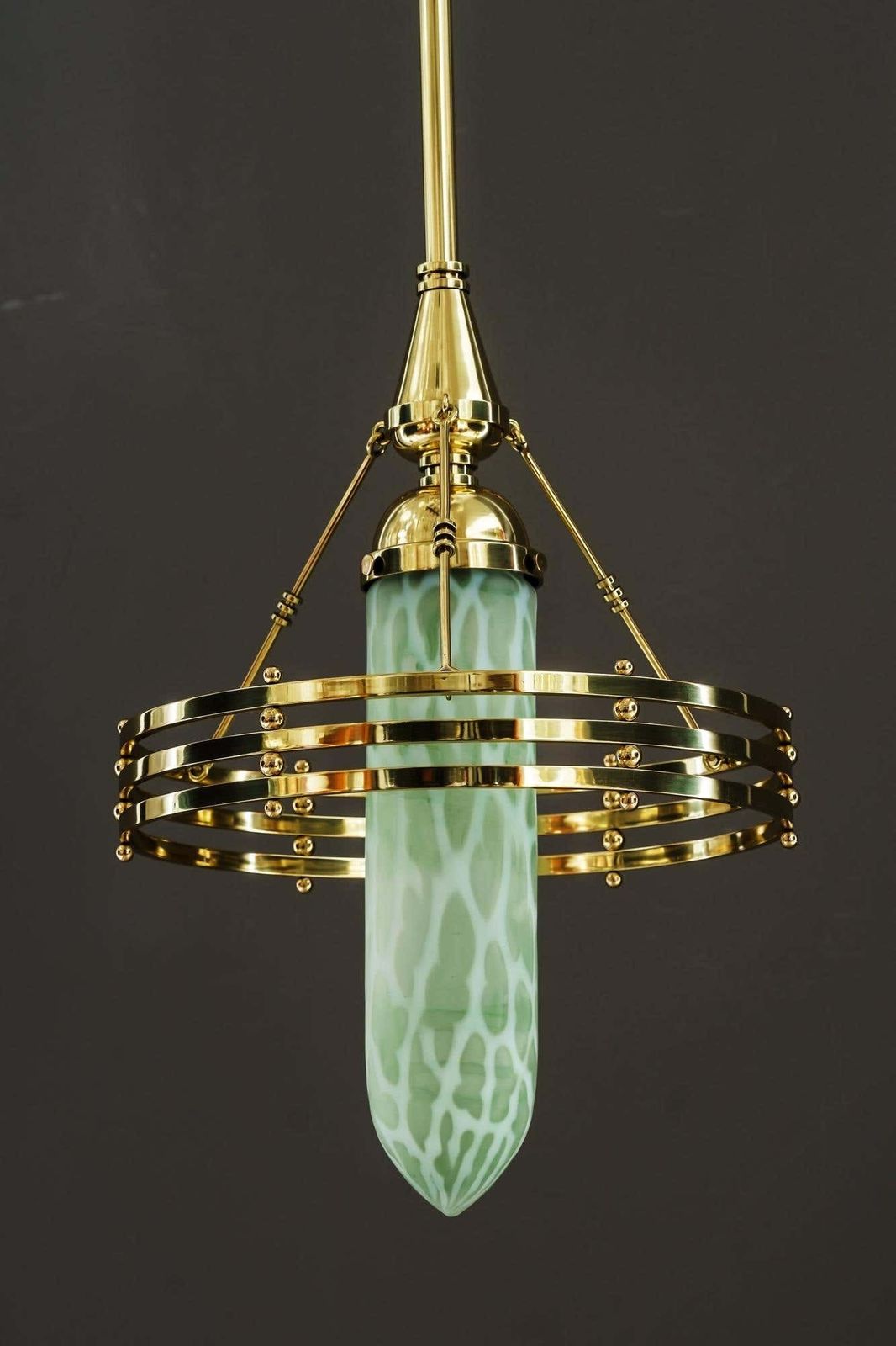 Jugendstil Pendant With Palme Koenig Glass Shade Vienna Around 1910 photo furniture