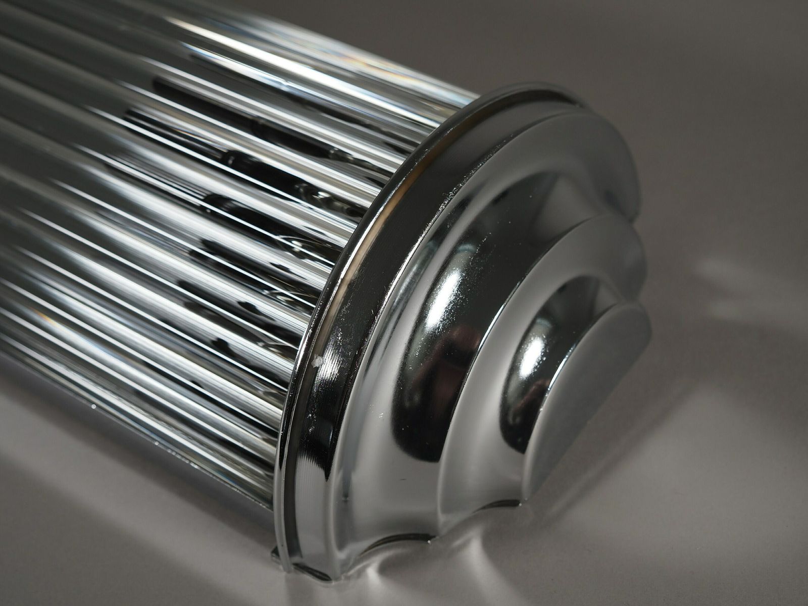 Art Deco Chrome Wall Lamp With Classic Glass Rods, Petitot, Cinema Light, Mirror Light, Lamp For Stairwell, photo 268.0