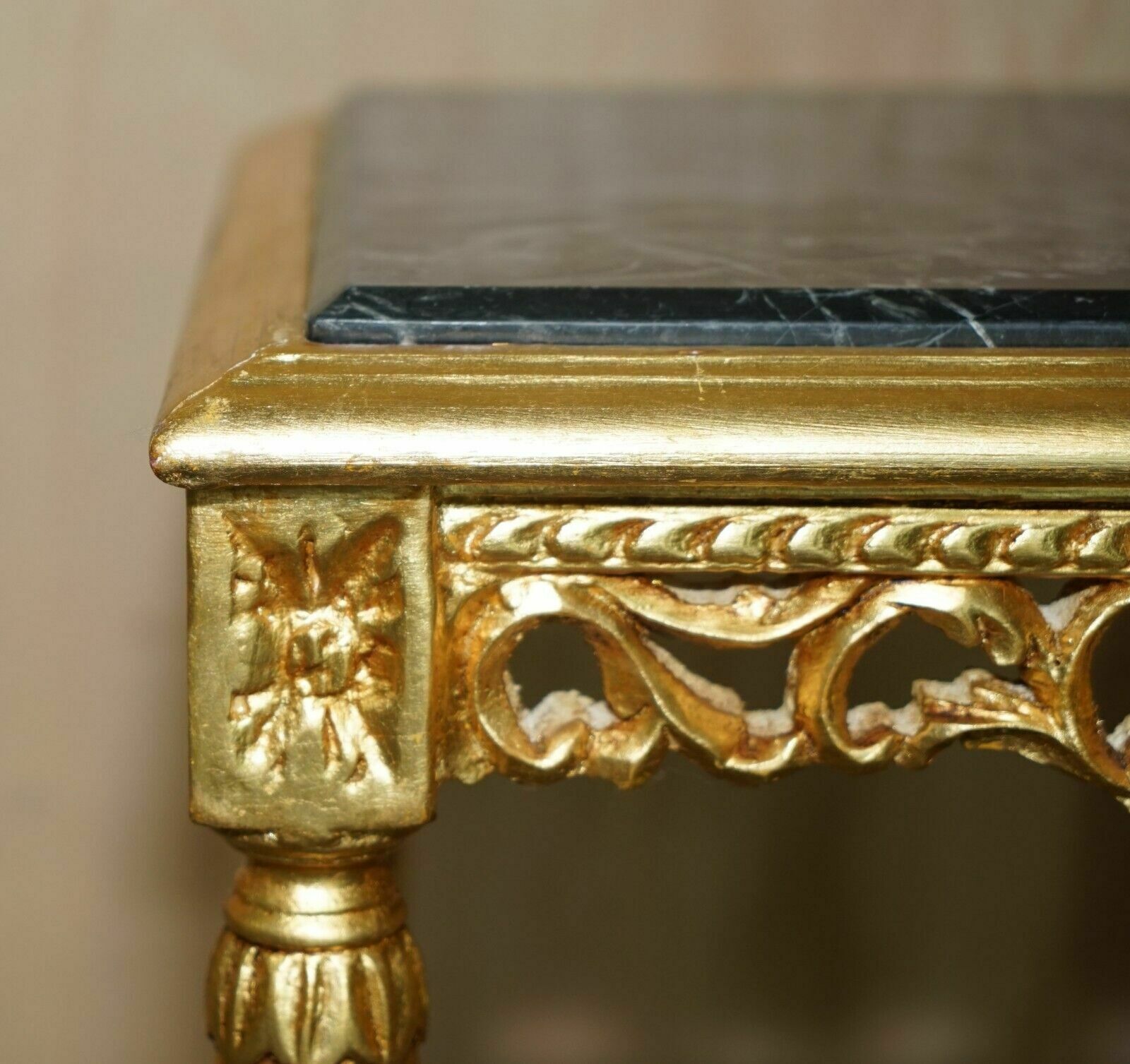Pair Of Italian Circa 1880 Gold Giltwood Marble Topped Side End Lamp Wine Tables photo vinterior