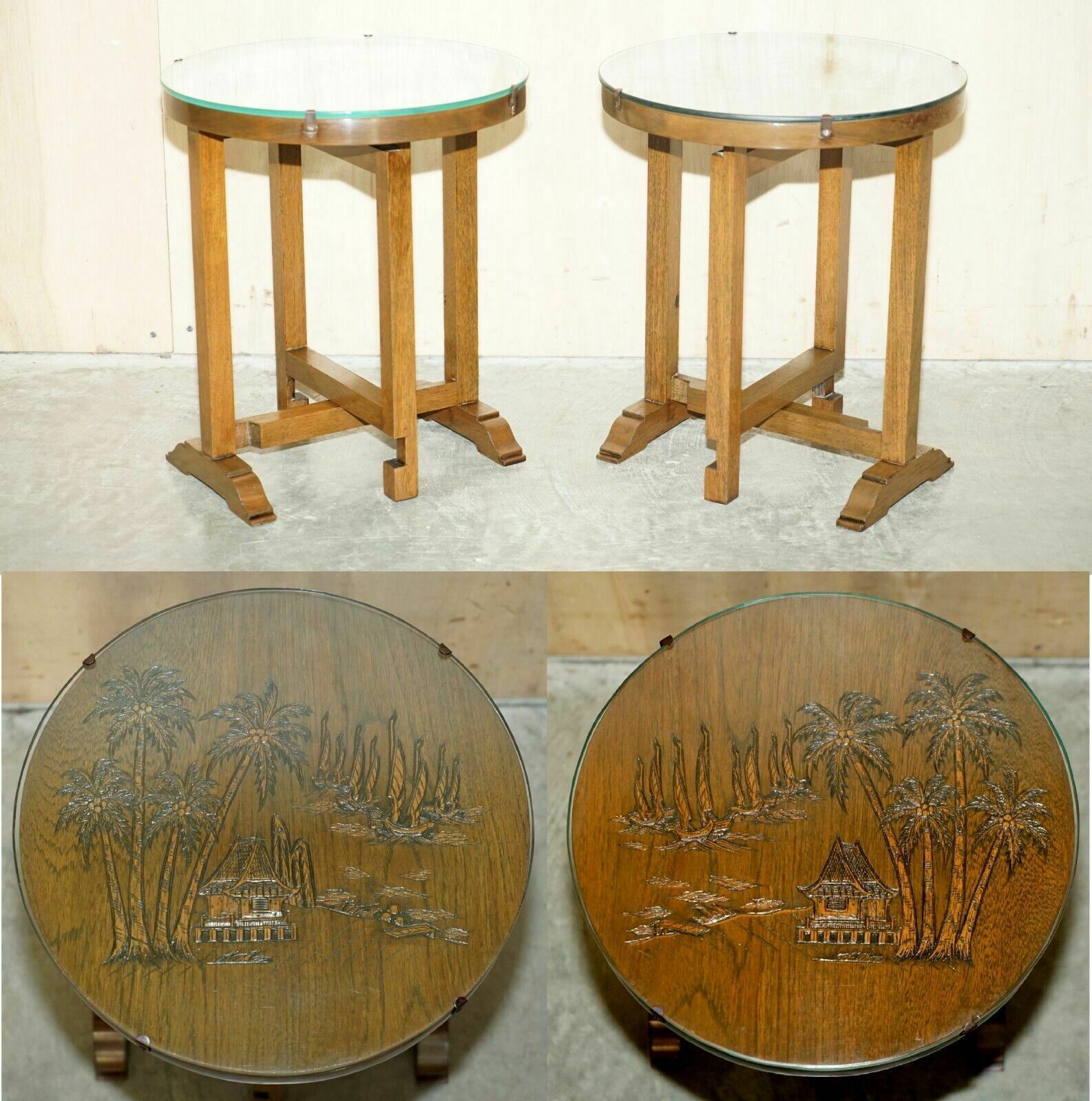 Pair Of Circa 1940 Chinese Export Chinoiserie Side End Wine Games Folding Tables