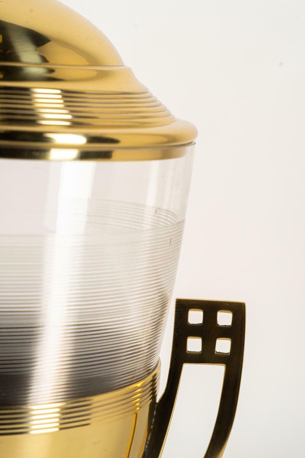 Home Decor Art Deco Brass Bowl With Original Glass, Vienna, Around 1920s photo