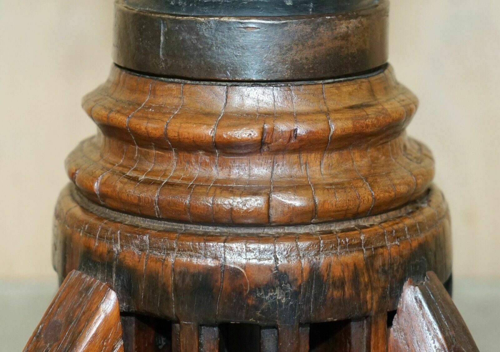 photo for sale Primative Antique Circa 1760 Carthorse Wheel Remade Into A Captains Swivel Chair