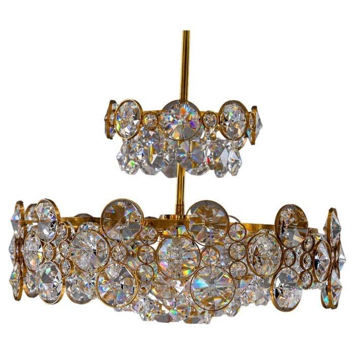 Crystal Glass "Palwa" Chandelier Around 1970s