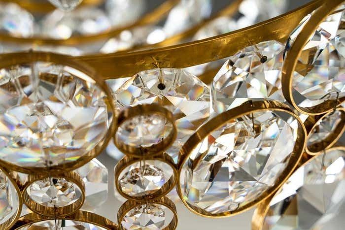 photo vintage Crystal Glass "Palwa" Chandelier Around 1970s