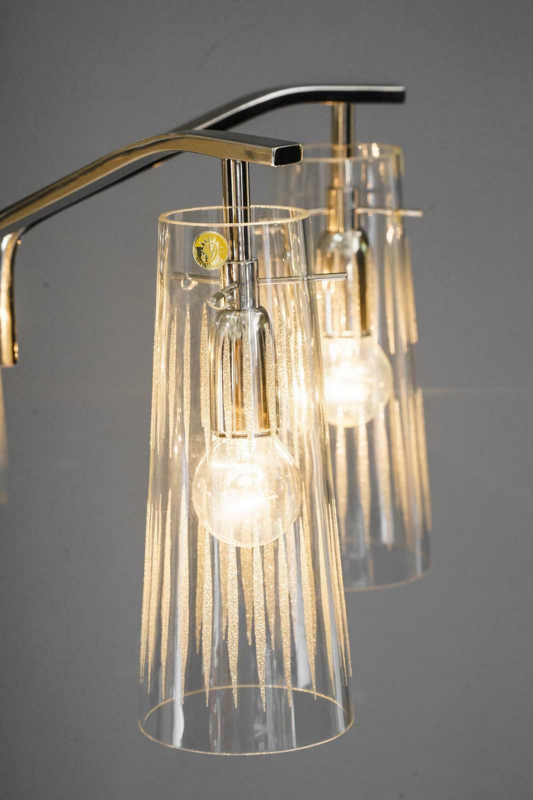 Rupert Nikoll Chandelier With Original Glass Shades Vienna Around 1960s photo Lighting