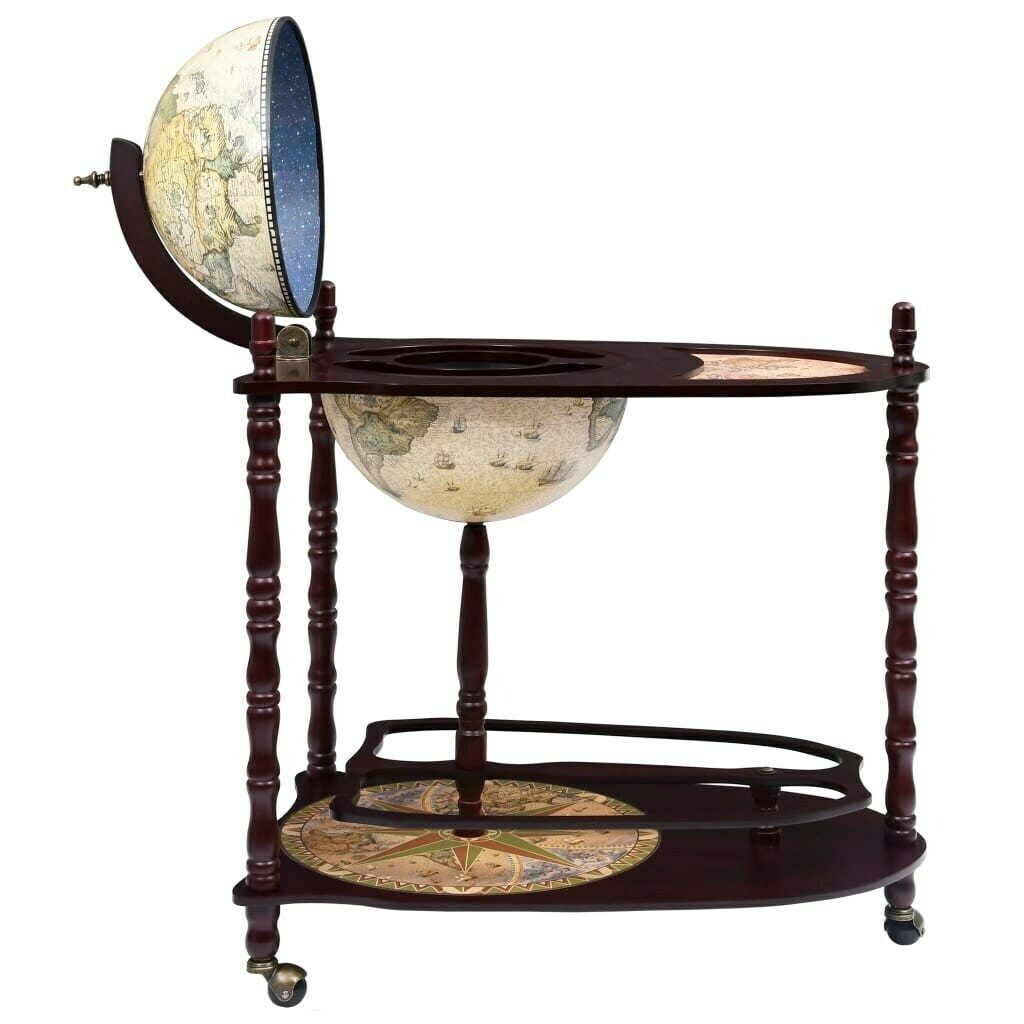 Wooden Barglobe For Drinks And Alcohols, Trolley In Shape Of Terrestrial Globe, Home Or Office Furniture photo Furniture