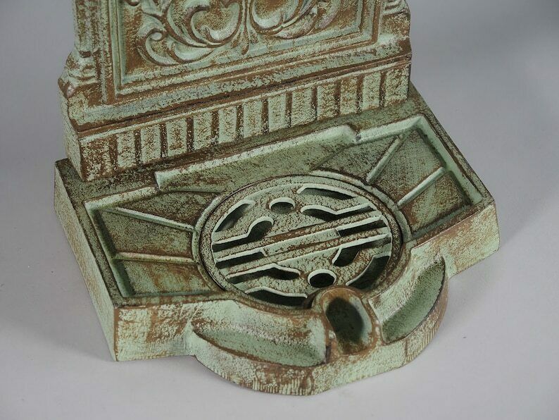 Antique Style Green Cast Iron Wall Fountain , Sink With Brass Faucet Tap, Fountain Metal Wall Sink, Patio & Wall Ornament Garden photo Home Decor