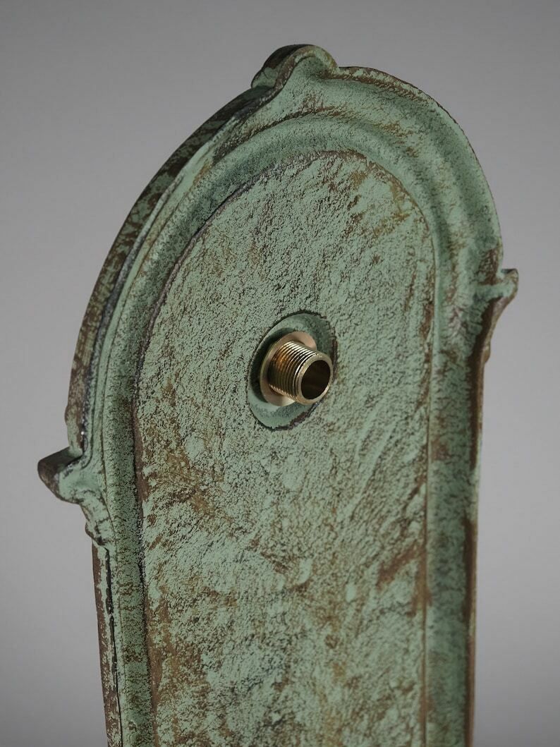 Antique Style Green Cast Iron Wall Fountain , Sink With Brass Faucet Tap, Fountain Metal Wall Sink, Patio & Wall Ornament Garden photo buy