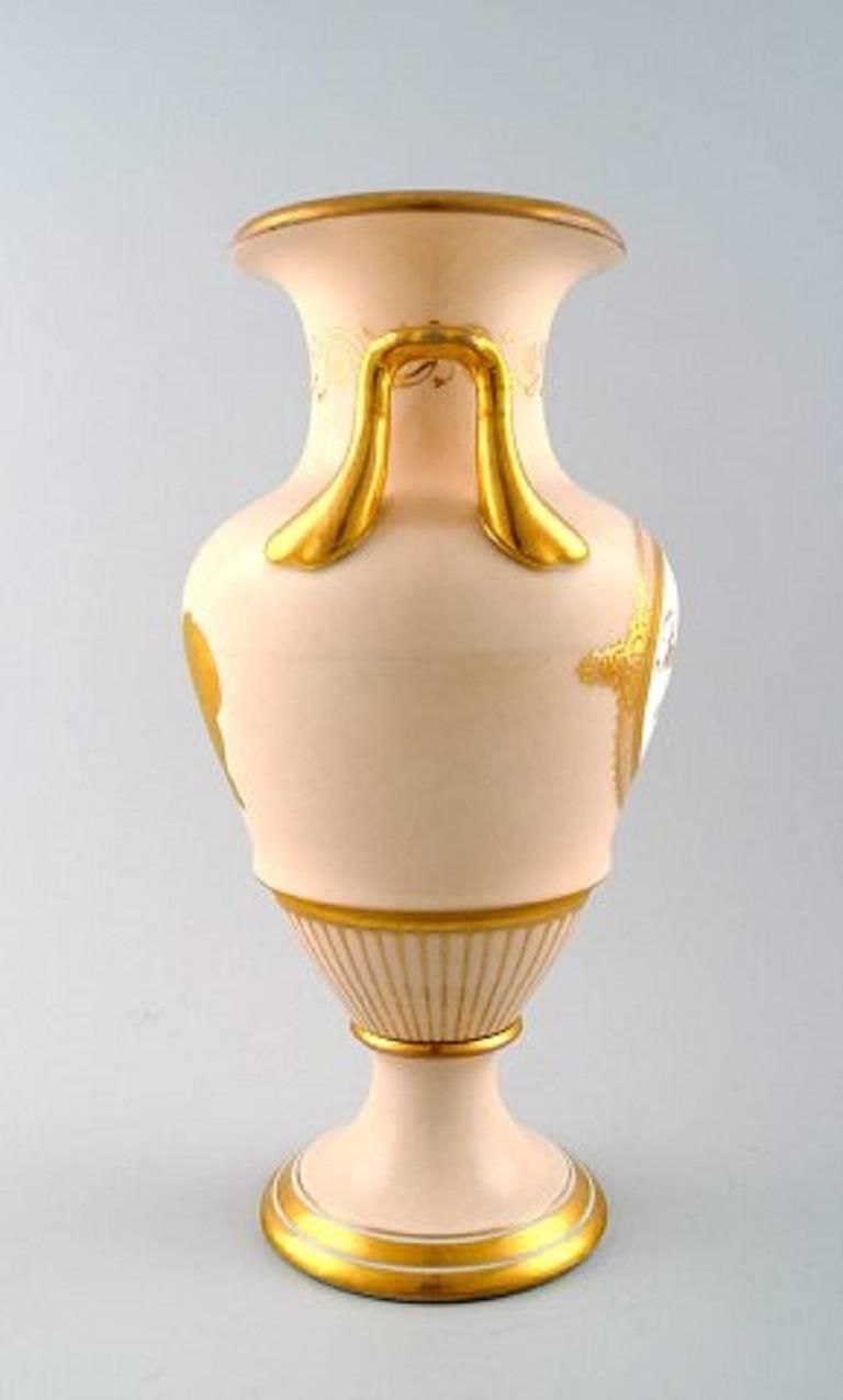 Large B&G, Bing & Grondahl Vase In Pink With Handles In Gold, Early Stamp photo furniture
