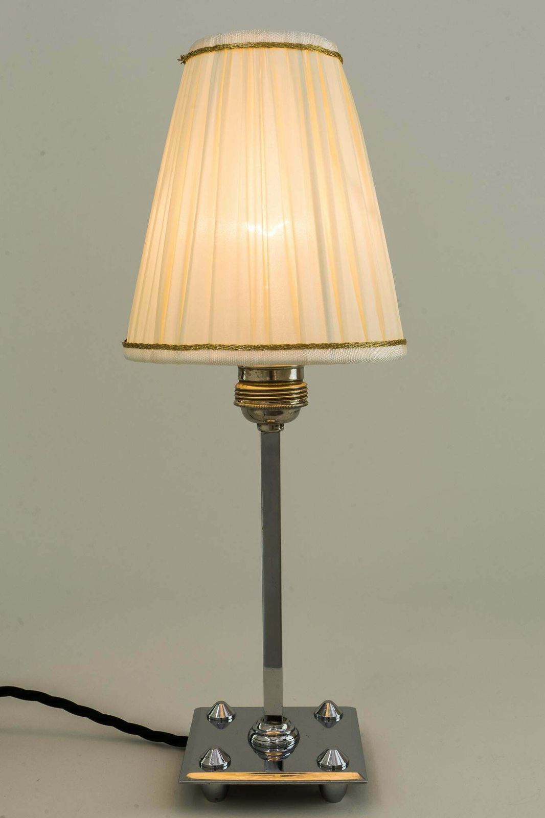 Art Deco Chromed Table Lamp With Fabric Shade, Vienna, Circa 1920s photo furniture