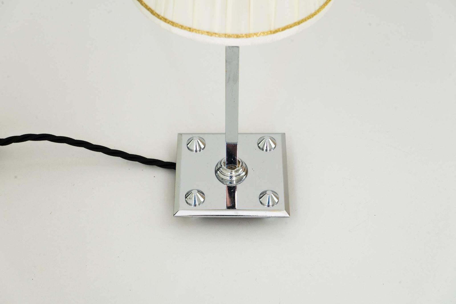 Art Deco Chromed Table Lamp With Fabric Shade, Vienna, Circa 1920s photo for sale
