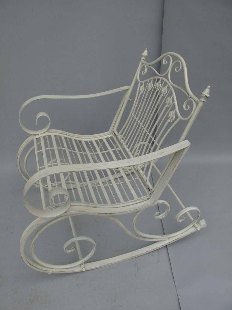 Garden Chair Iron Rustic White Antique Style