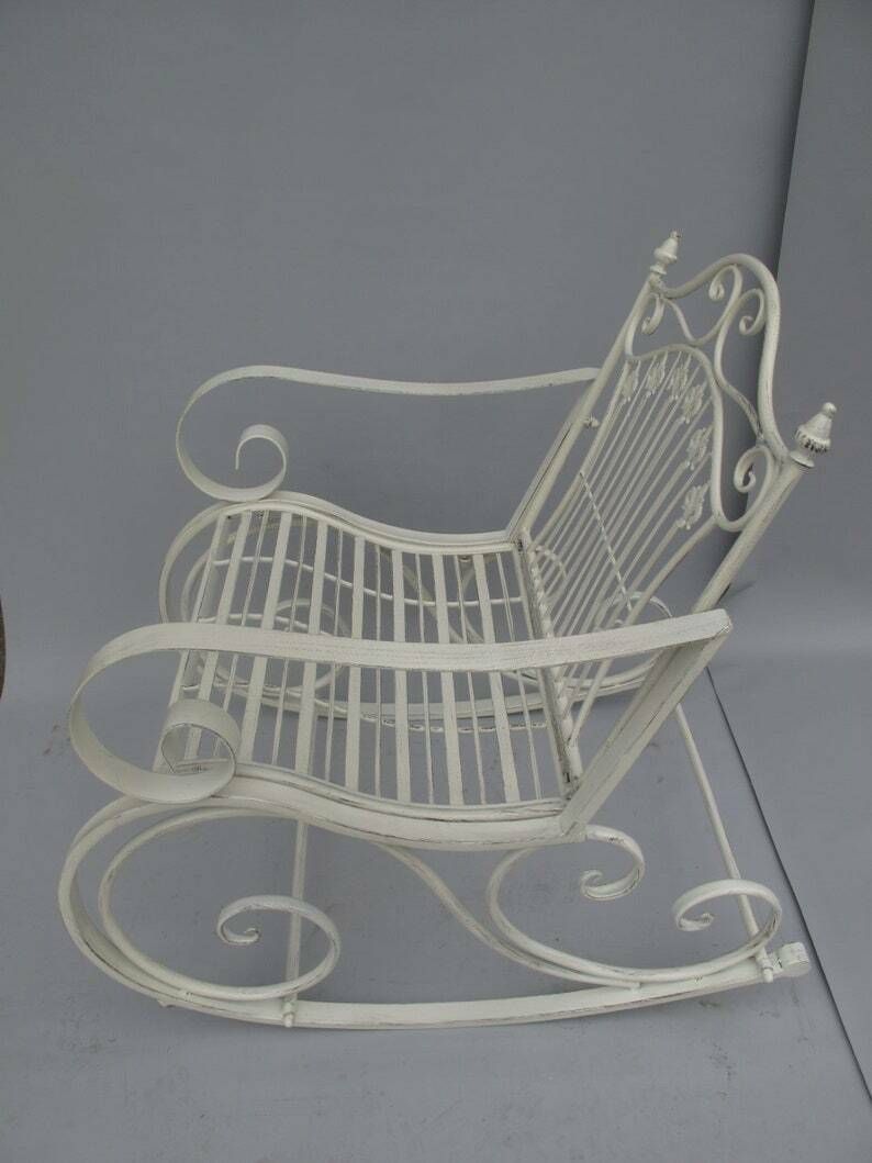 Garden Chair Iron Rustic White Antique Style photo for sale