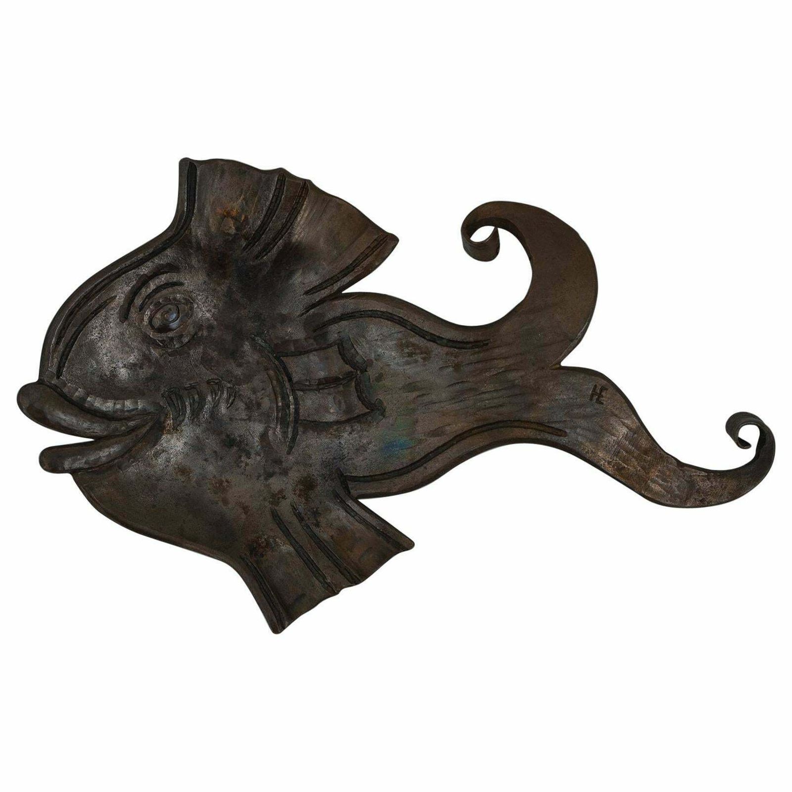 Forged Iron Ashtray In Shape Of A Fish, Vienna, Circa 1960s