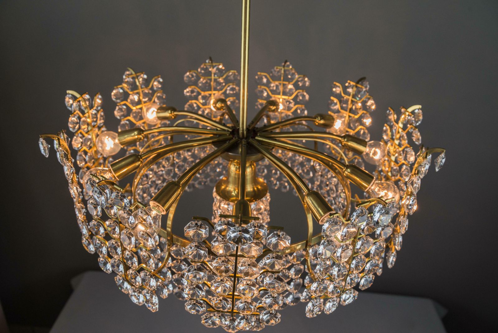 photo for sale Big Crystal Glass Bakalowits Chandelier, Vienna, 1950s