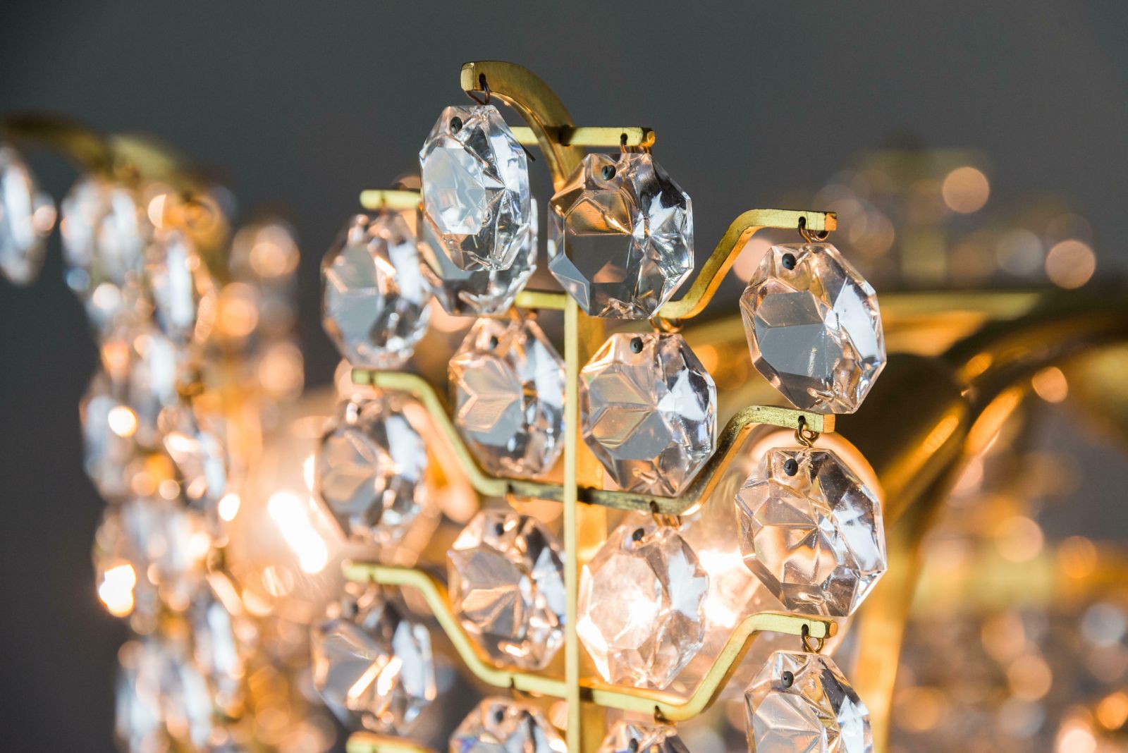 photo vintage Big Crystal Glass Bakalowits Chandelier, Vienna, 1950s