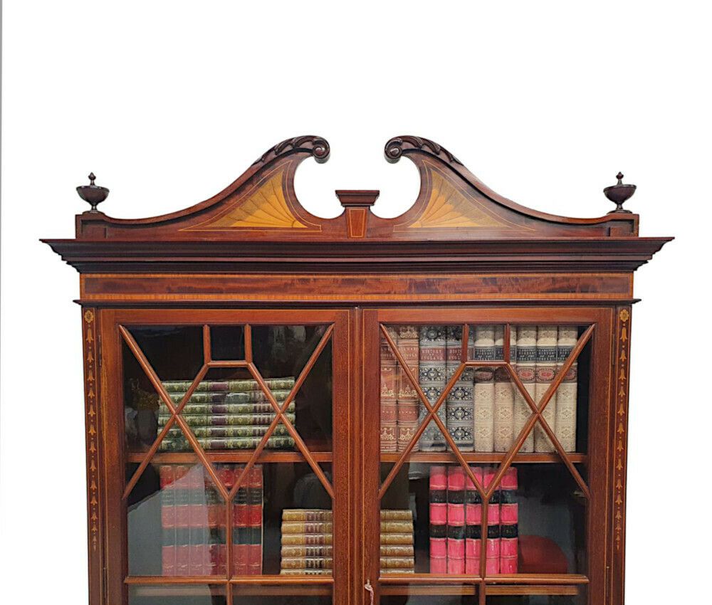 A Stunning Edwardian Inlaid Bookcase By S And H Jewell London photo for sale