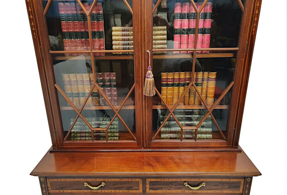 A Stunning Edwardian Inlaid Bookcase By S And H Jewell London photo Furniture