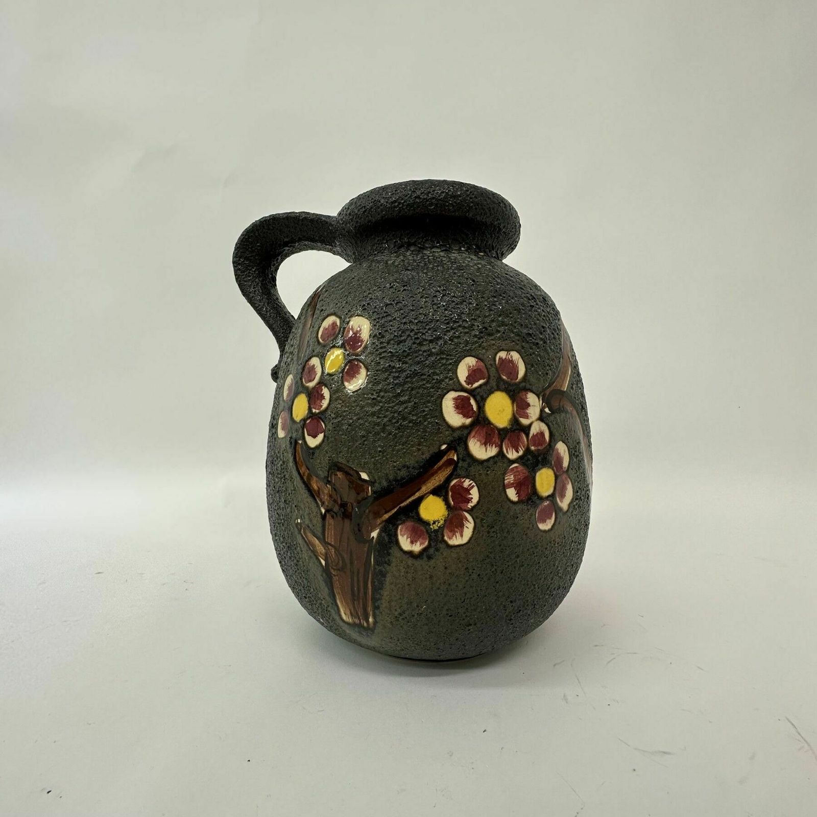 Mid Century Design Keramieken Scheurich Vaas Met Bloesemmotief, Jaren 1970