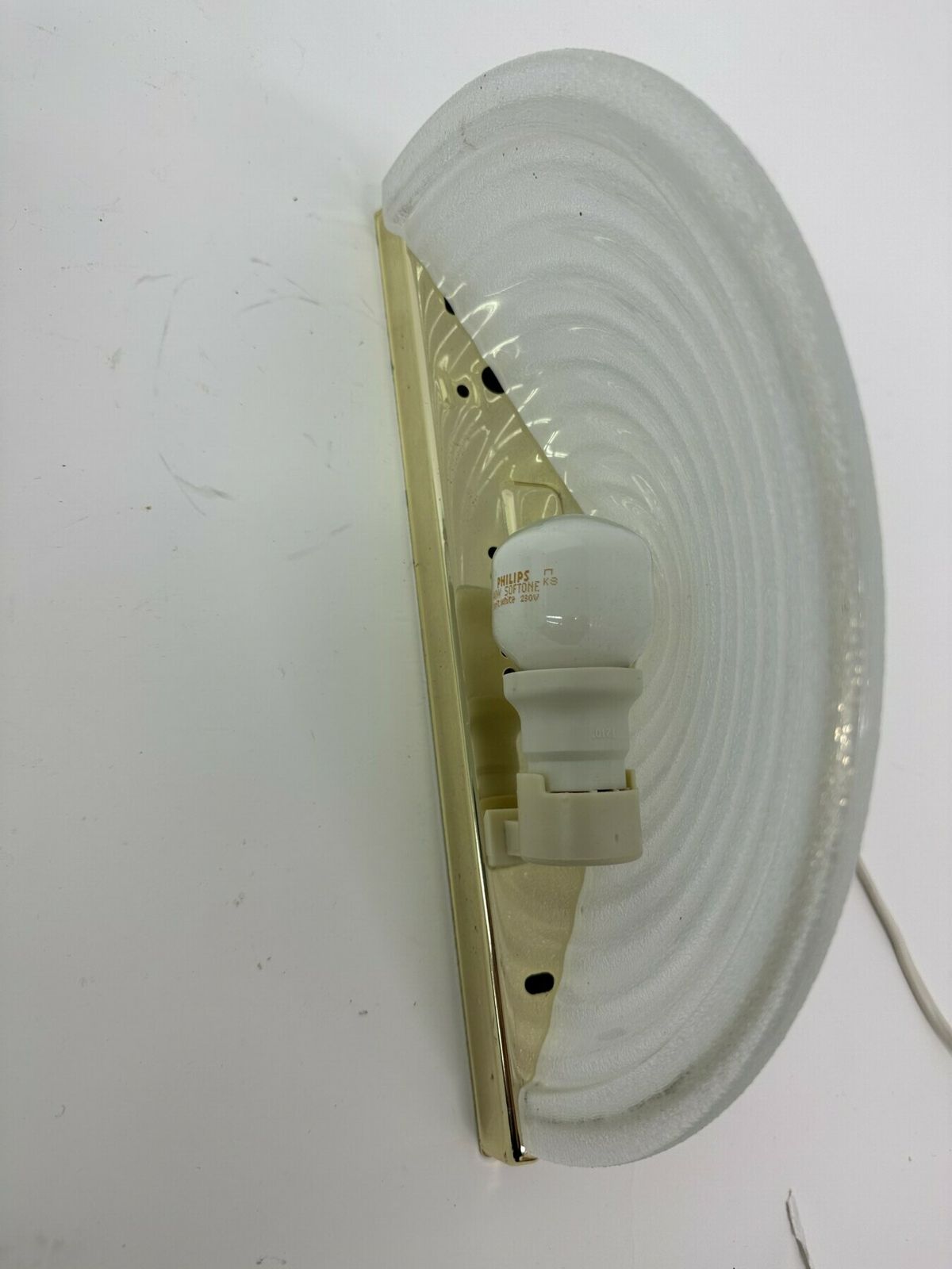 Set Of 2 Vintage Glass Wall Lamps With Golden Holder , 1970’s photo 479.0