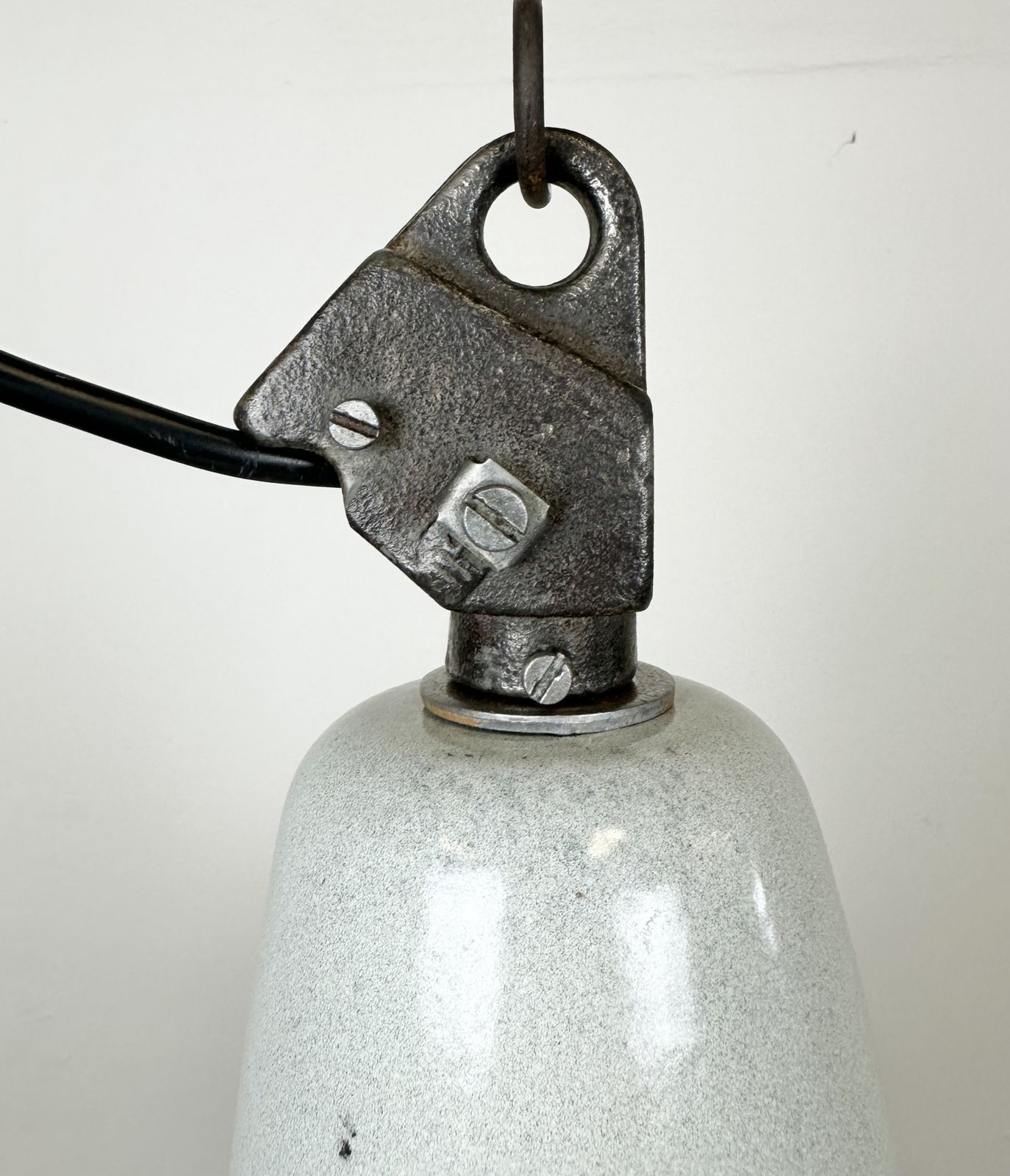 Large Industrial Grey Enamel Factory Pendant Lamp From Zaos, 1960s, 8x photo furniture