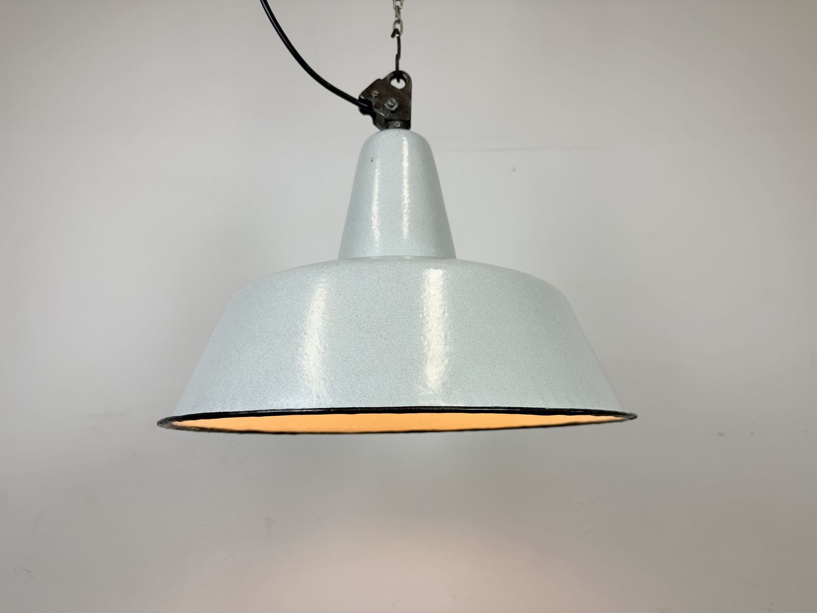 239.0 Large Industrial Grey Enamel Factory Pendant Lamp From Zaos, 1960s, 8x photo