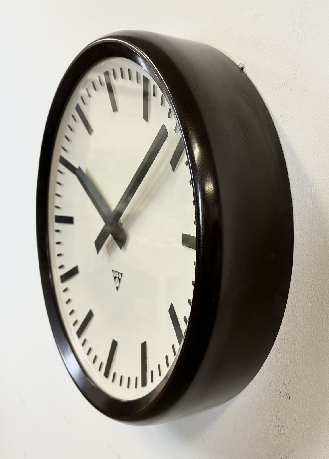 Large Industrial Bakelite Factory Wall Clock From Pragotron, 1960s photo for sale
