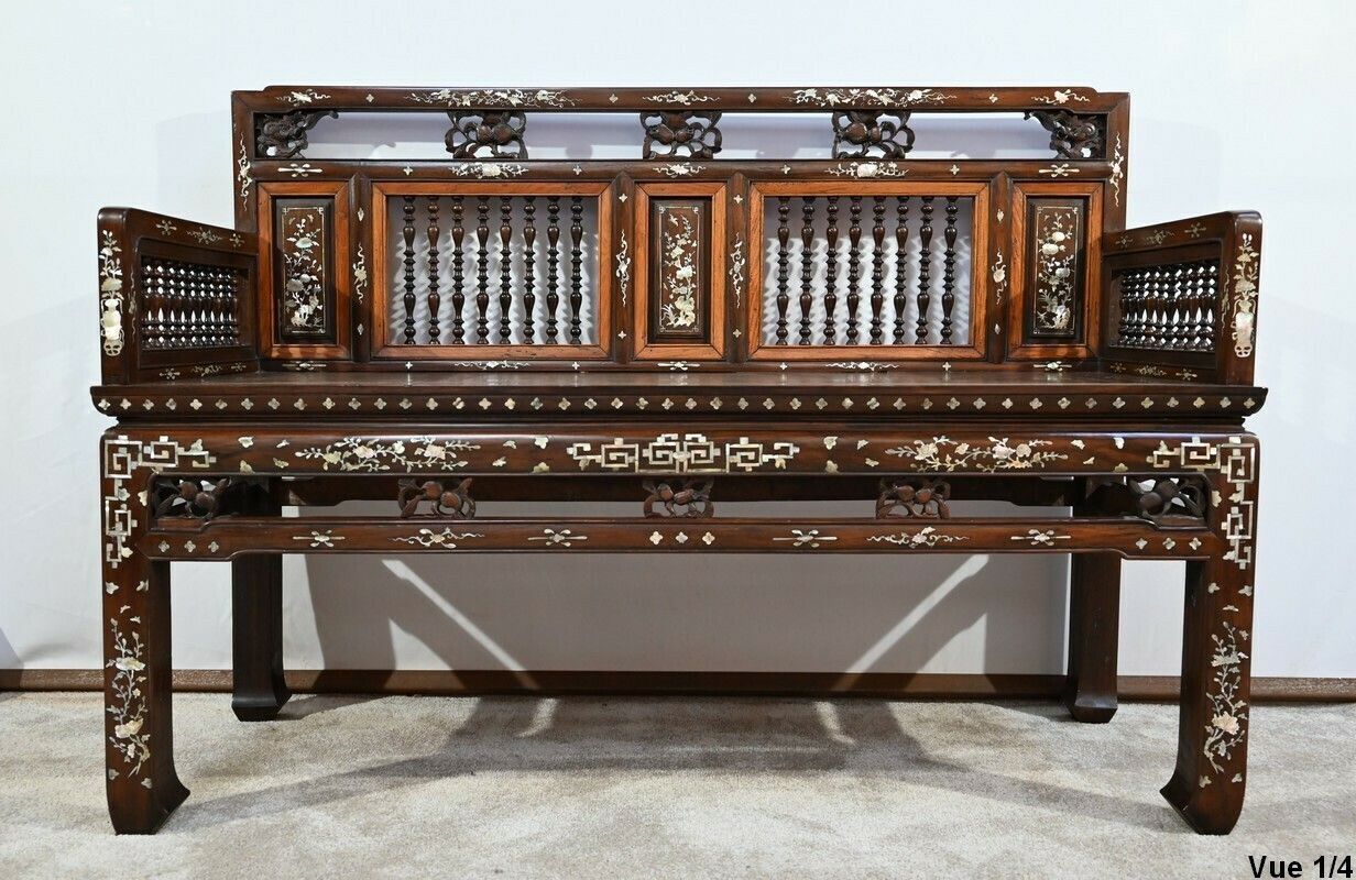 Small Indochinese Bench  Late 19th Century photo Furniture