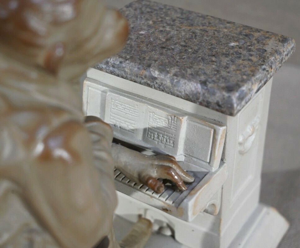 photo furniture Biscuit And Sandstone Tobacco Jar Music Monkey Manufacture Sarreguemines  Late 19th Century