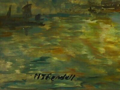 Oil On Board By Morgan John Rendell. View Of St Paul's Cathedral From Thames photo for sale