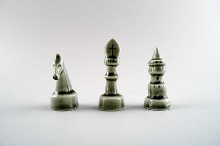 Sven Wejsfelt For Gustavsberg, Complete Set Of Chess Pieces In Ceramics photo buy