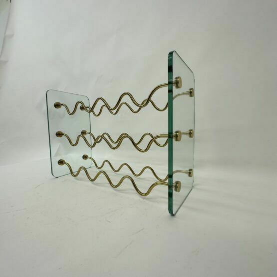 French Wine Rack In Glass And Brass By David Lange, 1970s photo buy