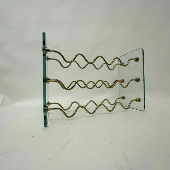 photo vinterior French Wine Rack In Glass And Brass By David Lange, 1970s
