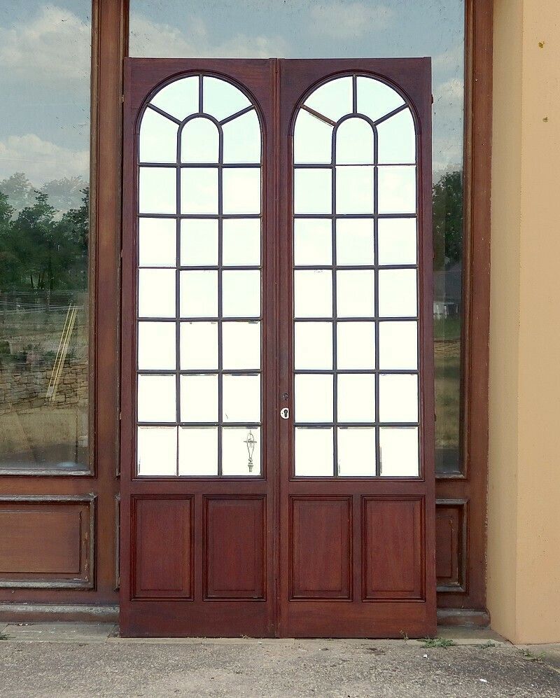 Mahogany Double Door Mirrors, Château Du Val De Loire – Late 19th Century