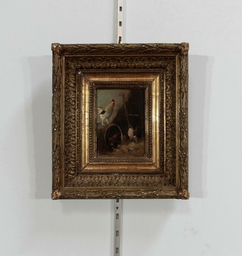 Painting "Le Poulailler", French School Of The 19th Century