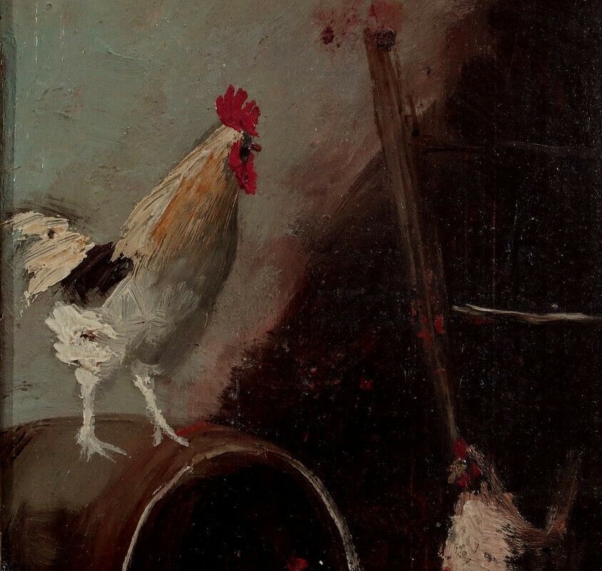 Painting "Le Poulailler", French School Of The 19th Century photo 1431.7