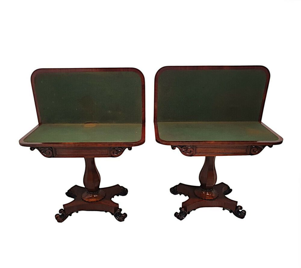 A Very Rare Pair Of 19th Century William IV Card Tables photo Furniture