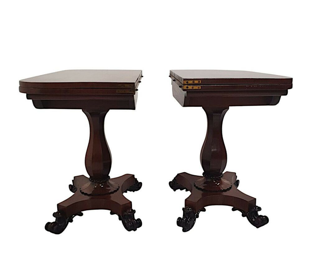 A Very Rare Pair Of 19th Century William IV Card Tables photo vintage