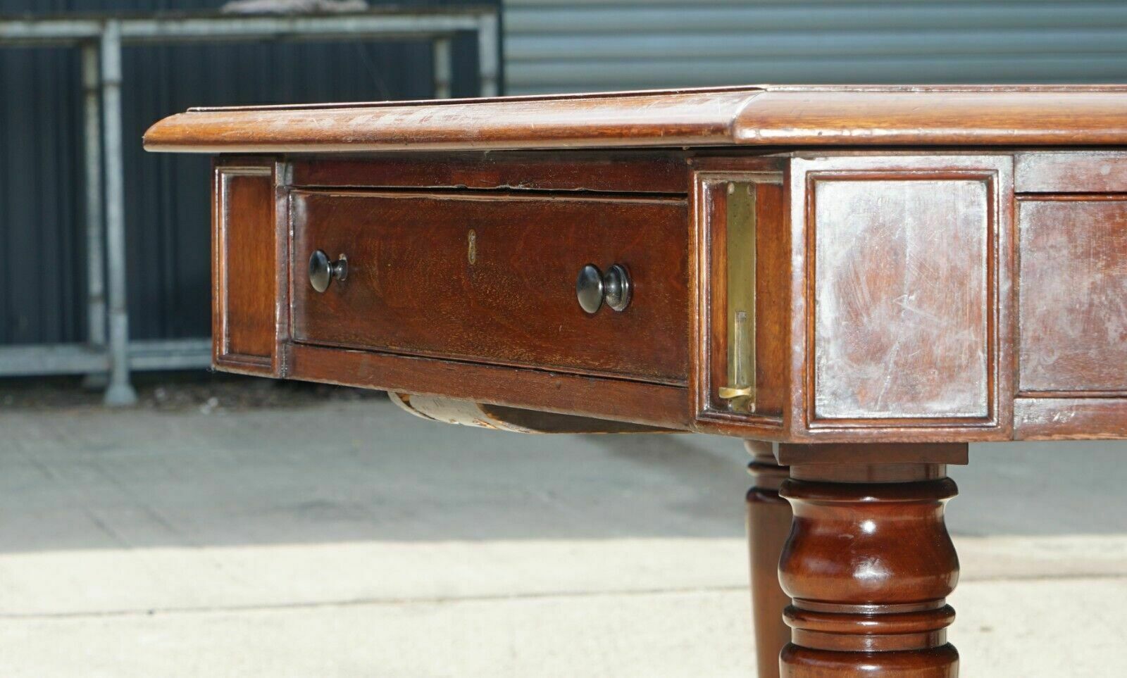 Massive Antique George III 1780 Mahogany Library Desk Table George Rex Locks photo Furniture