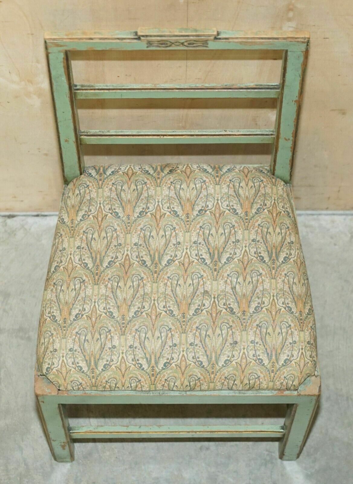 Furniture Pair Of Antique Original Paint French Country Chairs Inc Liberty's London Fabric photo
