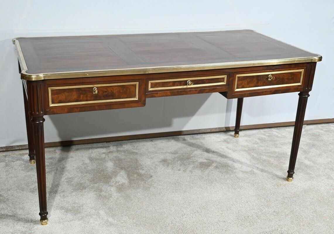 Mahogany Bureau Plat, Louis XVI Style   1st Part Of The 19th Century
