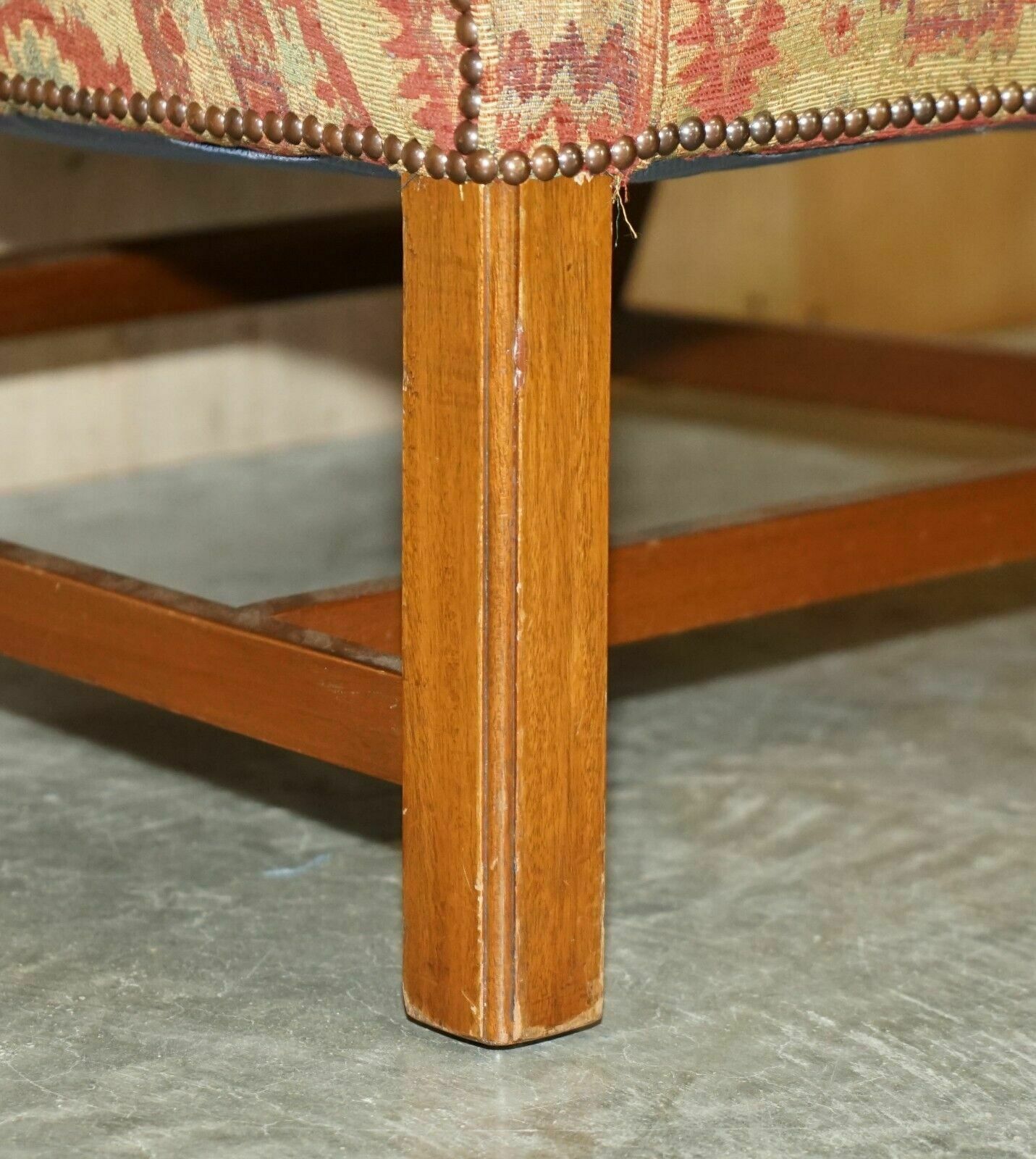 Pair Of Lovely George III Style Wingback Armchairs With Kilim Pattern Uphosltery photo vintage