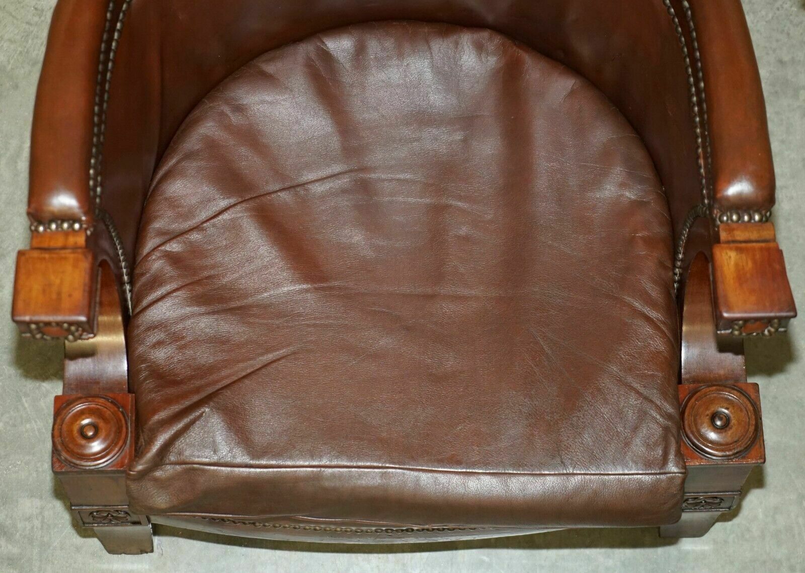 photo buy Antique Restored William IV Period Circa 1830 Wingback Brown Leather Armchair