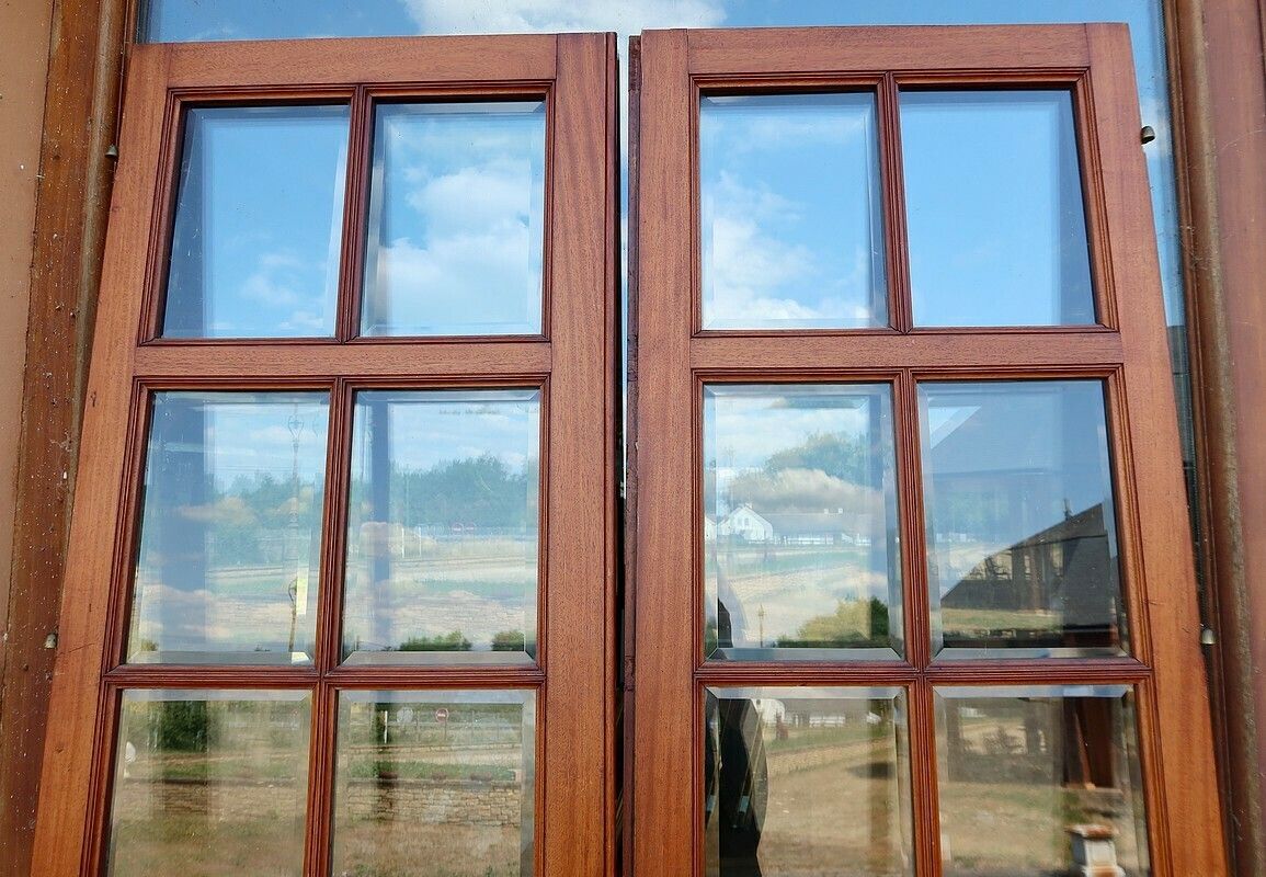 Mahogany And Speckled Maple Castle Double Door Late 19th Century photo Home Fixtures