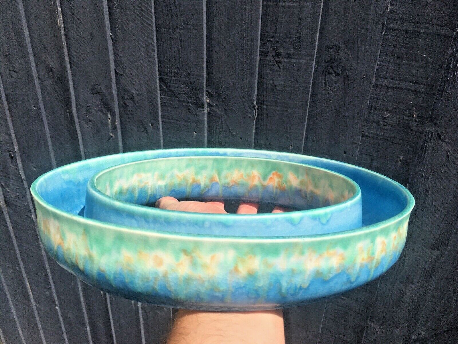 photo buy Superb Art Deco Blue Green Dripglaze Flower Posy Dish Flower Trough Ring Vase